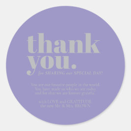Minimalist Thank You elegant Lavender Silver Ronde Sticker