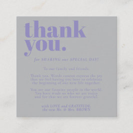 Minimalist Thank You Lavender Silver Informatiekaartje