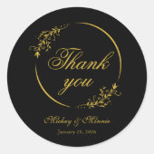 Minimalist Thank You Round Sticker with Refined De (Voorkant)
