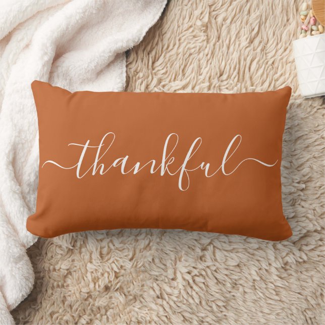 Minimalist Thanksgiving Lumbar Pillow – Thankful Kussen (Deken)