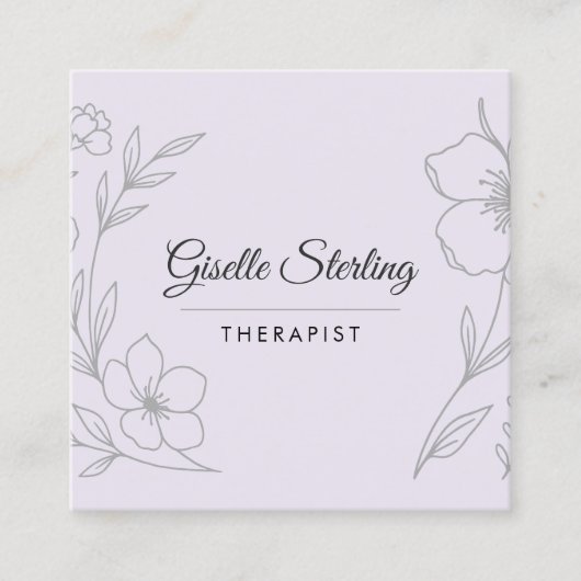 Minimalist Therapist Botanical Lilac Purple Vierkante Visitekaartje (Voorkant)