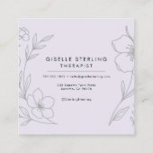 Minimalist Therapist Botanical Lilac Purple  Vierkante Visitekaartje (Achterkant)