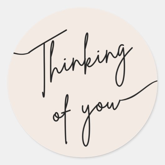 Minimalist “Thinking of You” Calligraphy Sticker (Voorkant)