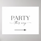 Minimalist This Way To The Party Sign Poster (Voorkant)