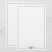 Minimalist Three Letter Monogram Briefpapier (Voorkant / Achterkant)