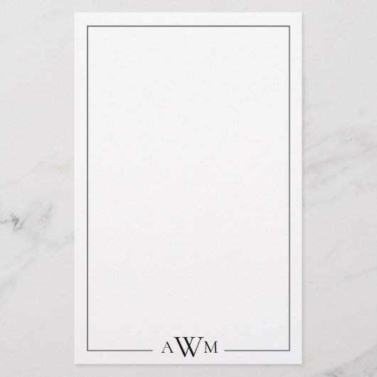 Minimalist Three Letter Monogram Briefpapier (Voorkant)
