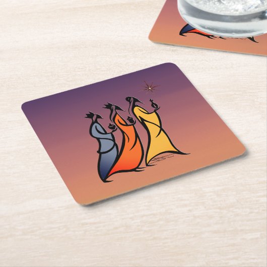 Minimalist Three Wise Men Kartonnen Onderzetters (Schuin)