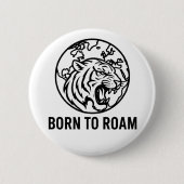 Minimalist Tiger Outline Hoodie Ronde Button 5,7 Cm (Voorkant)