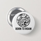 Minimalist Tiger Outline Hoodie Ronde Button 5,7 Cm (Voorkant /achterkant)