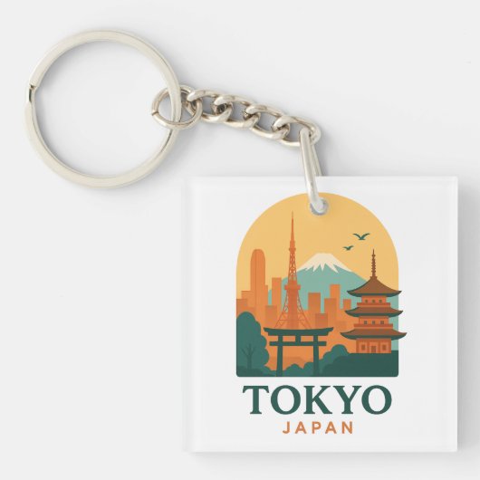 Minimalist Tokyo Japan Travel | Modern  Sleutelhanger (Voorkant)