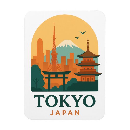 Minimalist Tokyo Japan Travel Souvenir Magnet  Magneet (Verticaal)