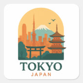 Minimalist Tokyo Japan Travel Souvenir Magnet  Vierkante Sticker (Voorkant)