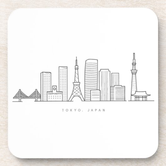 Minimalist Tokyo Skyline Illustration Bier Onderzetter (Voorkant)