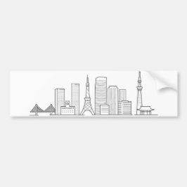 Minimalist Tokyo Skyline Illustration Bumpersticker