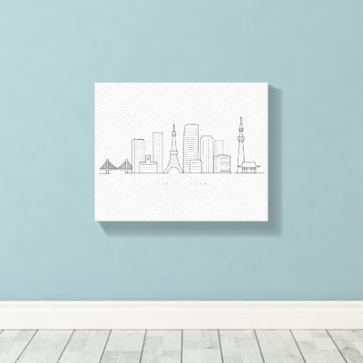 Minimalist Tokyo Skyline Illustration Canvas Afdruk (Insitu (Houten vloer))