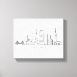 Minimalist Tokyo Skyline Illustration Canvas Afdruk
