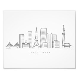 Minimalist Tokyo Skyline Illustration Foto Afdruk