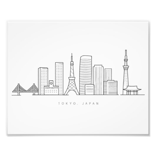 Minimalist Tokyo Skyline Illustration Foto Afdruk (Voorkant)