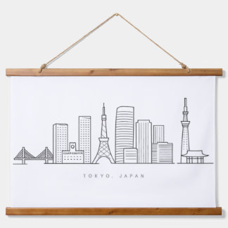 Minimalist Tokyo Skyline Illustration Hangend Wandkleed