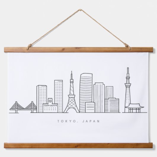 Minimalist Tokyo Skyline Illustration Hangend Wandkleed (Voorkant)