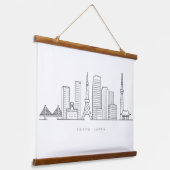 Minimalist Tokyo Skyline Illustration Hangend Wandkleed (Gebogen)