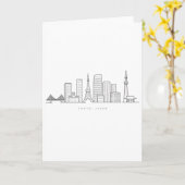 Minimalist Tokyo Skyline Illustration Kaart (Gele Bloem)