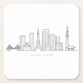 Minimalist Tokyo Skyline Illustration Kartonnen Onderzetters