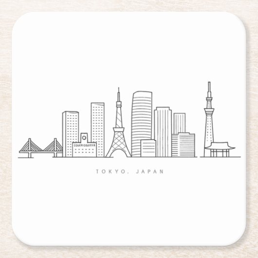 Minimalist Tokyo Skyline Illustration Kartonnen Onderzetters (Voorkant)