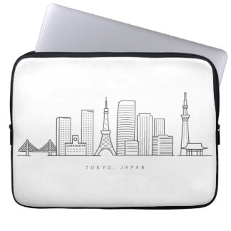 Minimalist Tokyo Skyline Illustration Laptop Sleeve