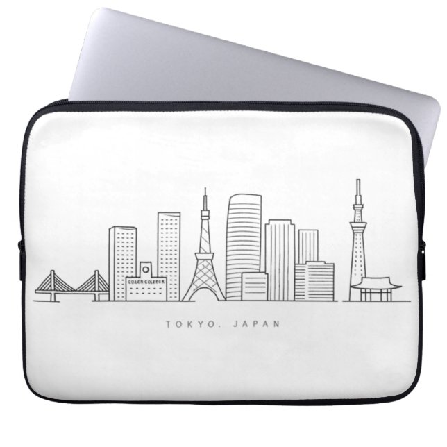 Minimalist Tokyo Skyline Illustration Laptop Sleeve (Voorkant)
