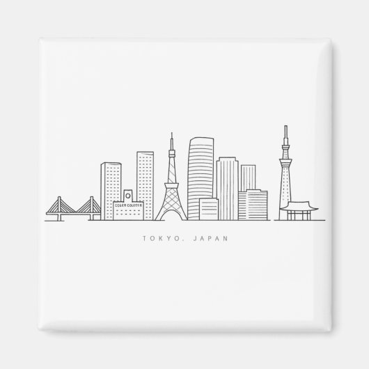 Minimalist Tokyo Skyline Illustration Magneet (Voorkant)