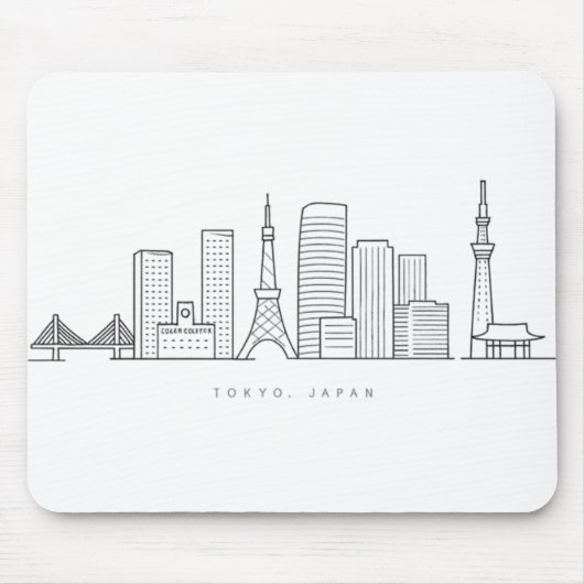 Minimalist Tokyo Skyline Illustration Muismat (Voorkant)