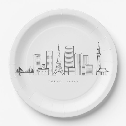 Minimalist Tokyo Skyline Illustration Papieren Bordje (Voorkant)