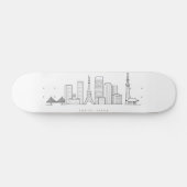 Minimalist Tokyo Skyline Illustration Persoonlijk Skateboard (Horizontaal)