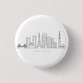 Minimalist Tokyo Skyline Illustration Ronde Button 3,2 Cm (Voorkant)
