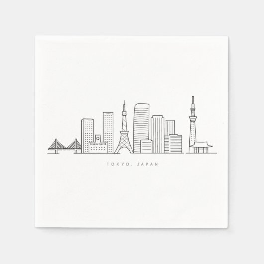 Minimalist Tokyo Skyline Illustration Servet (Voorkant)
