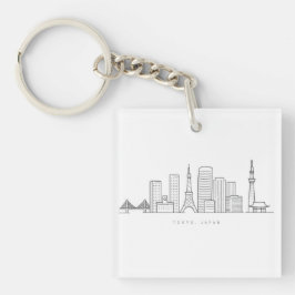 Minimalist Tokyo Skyline Illustration Sleutelhanger