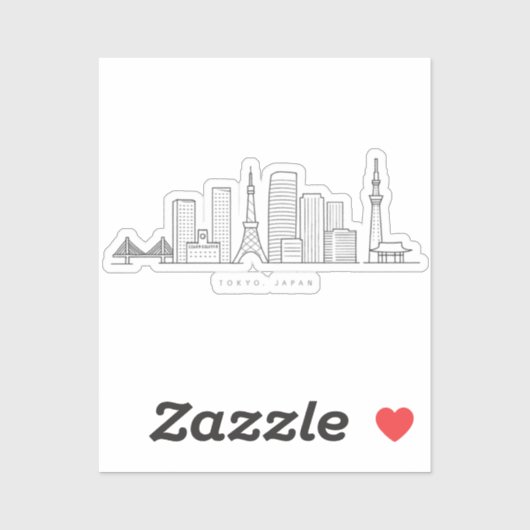 Minimalist Tokyo Skyline Illustration Sticker (Vel)