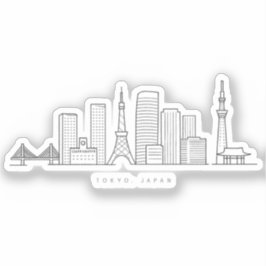 Minimalist Tokyo Skyline Illustration Sticker
