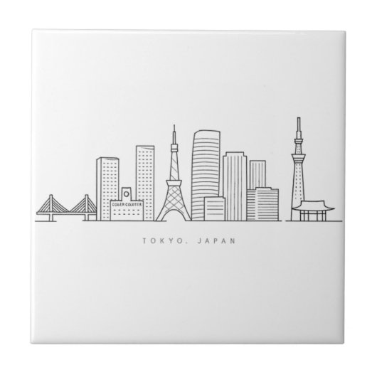 Minimalist Tokyo Skyline Illustration Tegeltje (Voorkant)