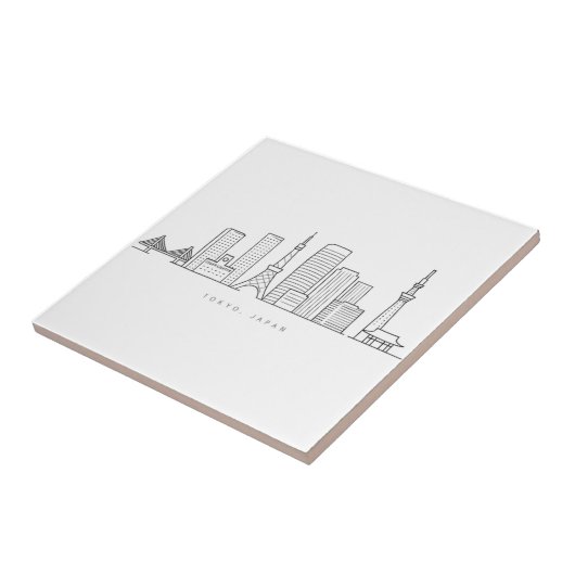Minimalist Tokyo Skyline Illustration Tegeltje (Zijkant)
