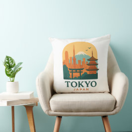 Minimalist Tokyo Travel Throw Pillow – Modern  Kussen