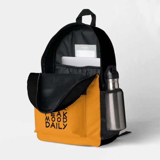 Minimalist Trail Hiking yellow Backpack Bedrukte Rugzak (Achterkan Hoek Rechts (Open))