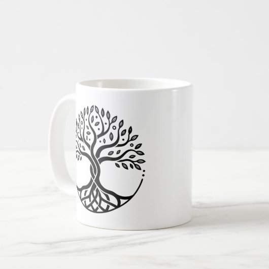 Minimalist Tree of Life Koffiemok (Voorkant links)