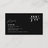 Minimalist Trendy Monogram Chic Black & White Visitekaartje (Achterkant)