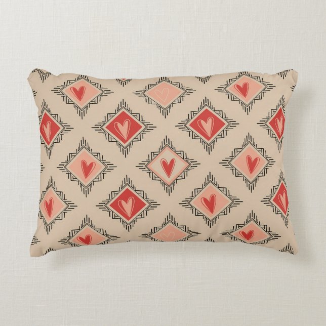 Minimalist Tribal Heart Dusty Rose design  Accent Kussen (Voorkant)