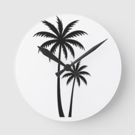 Minimalist Tropical Palm Trees Silhouette Art Tee Ronde Klok