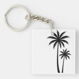 Minimalist Tropical Palm Trees Silhouette Art Tee Sleutelhanger