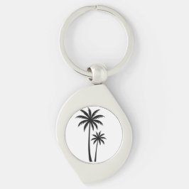 Minimalist Tropical Palm Trees Silhouette Art Tee Sleutelhanger