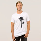 Minimalist Tropical Palm Trees Silhouette Art Tee Tri-Blend Shirt (Voorkant volledig)